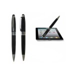 Black metal pen with stylus on top