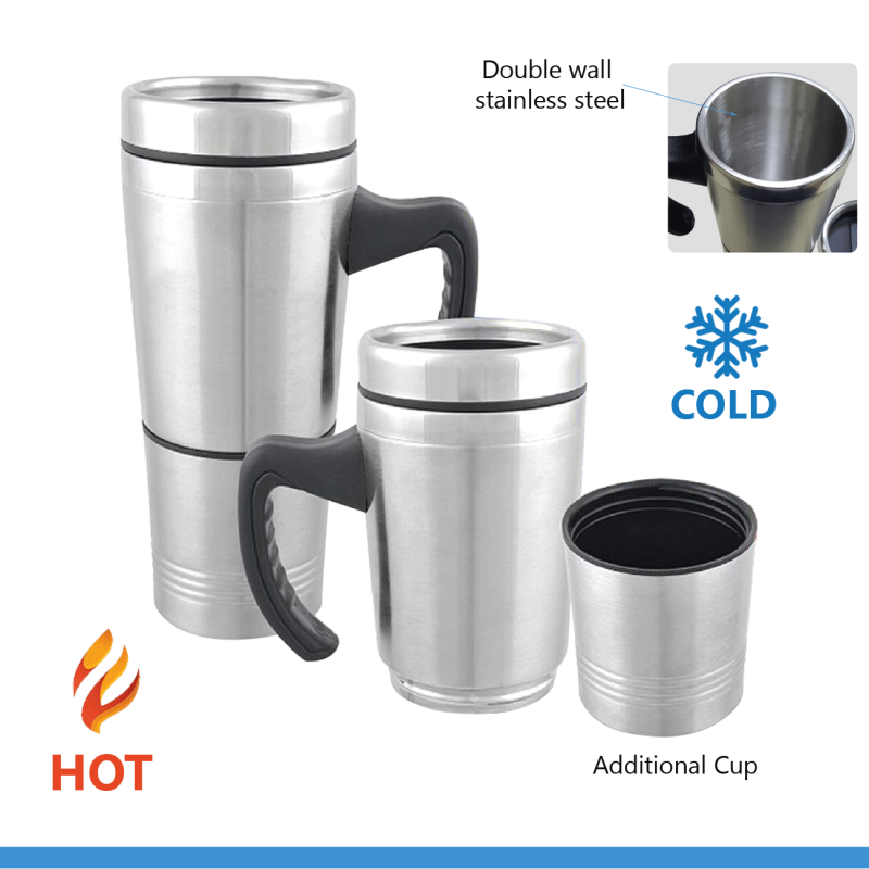 Travel Stainless Steel Mug with Cup